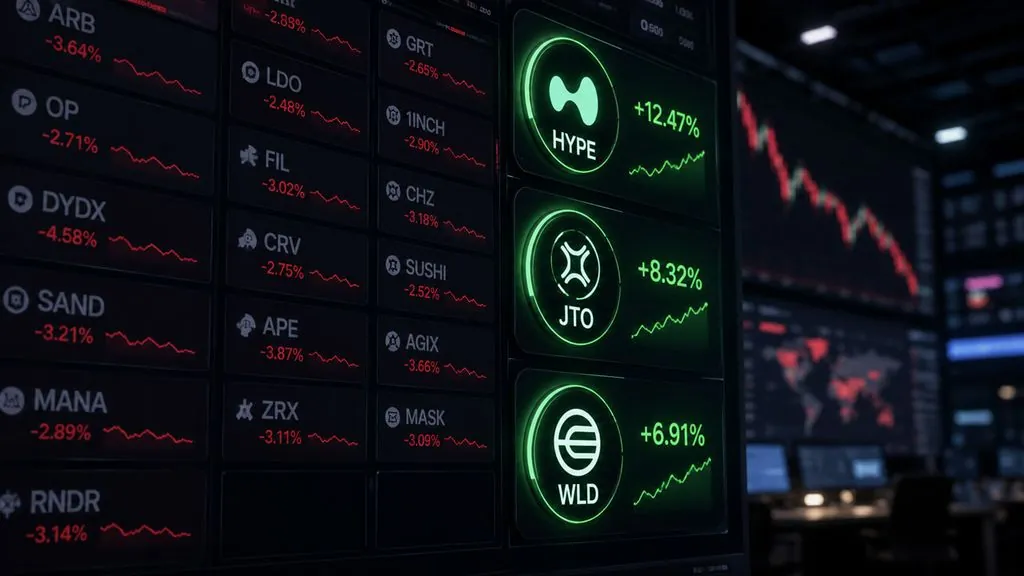 WLD, JTO, and HYPE Rally as Broader Altcoin Market Share Declines
