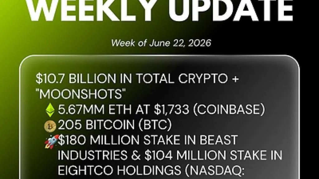 Bitmine Reports 5.67M ETH Holdings, Total Assets Reach $10.7B