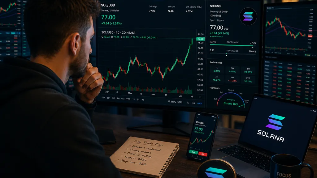 Solana Climbs Above 50-Day EMA as Retail Traders Target $81.50