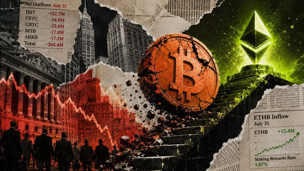 Bitcoin ETFs See $265M Outflows as Ethereum Gains Remain Concentrated